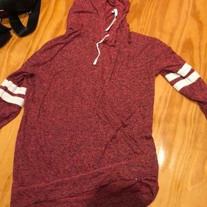 pink thin weeve hooded tee